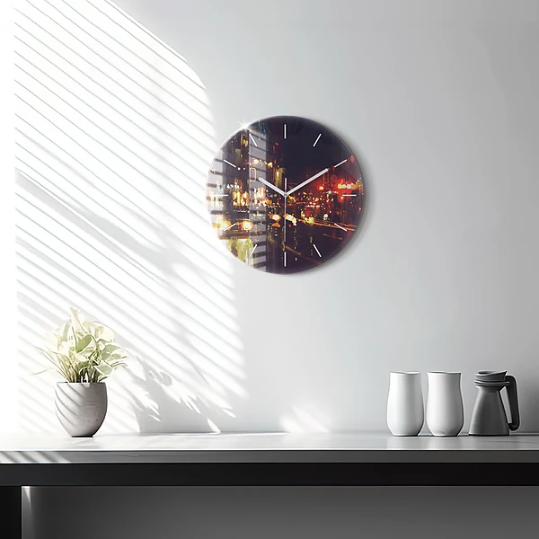 Wanduhr rund Gemalte Stadt