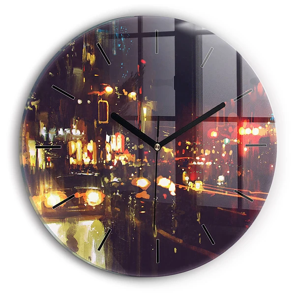 Wanduhr rund Gemalte Stadt