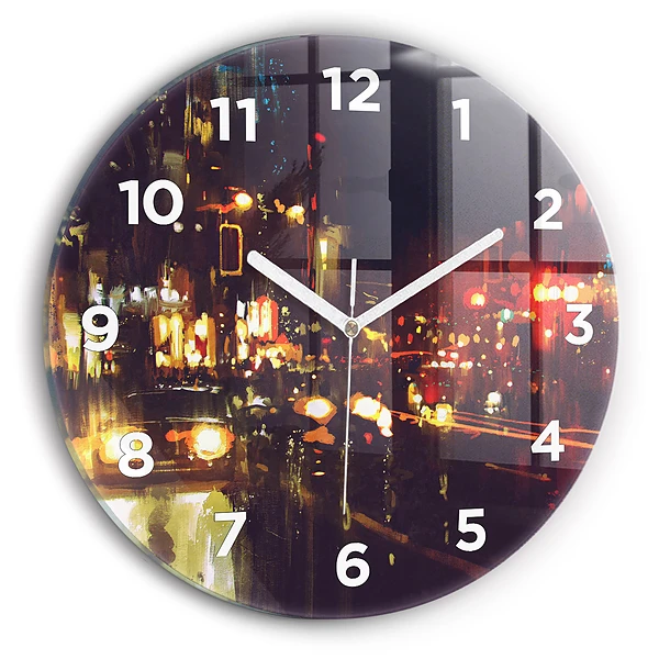 Wanduhr rund Gemalte Stadt
