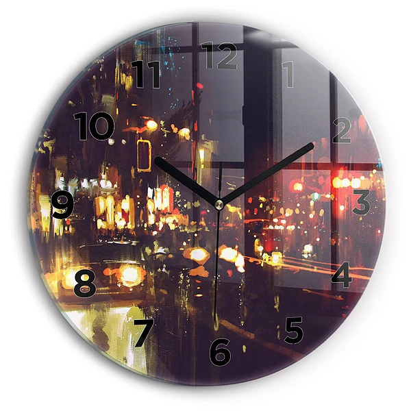 Wanduhr rund Gemalte Stadt
