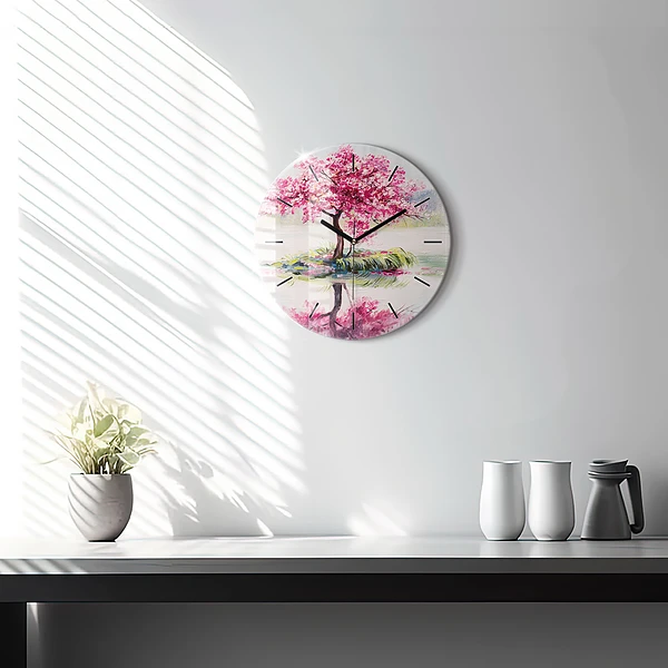 Wanduhr rund Baum-Mosaik