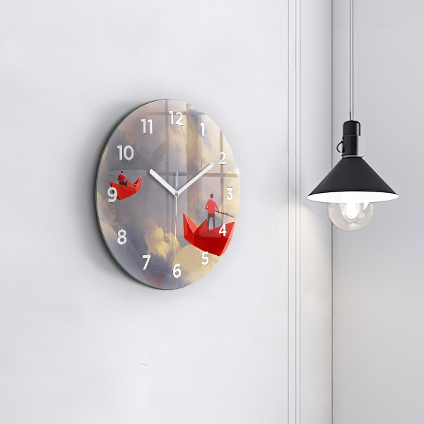 Wanduhr rund mit motiv Papier-Schiffe