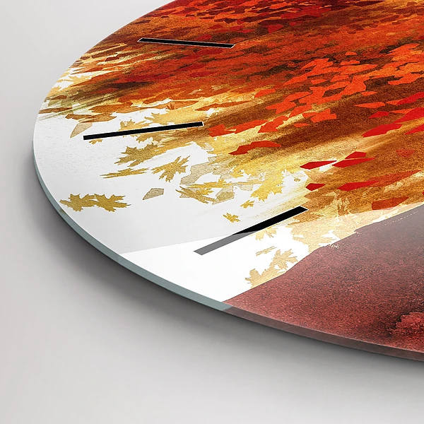 Wanduhr glas rund Braut im Herbst