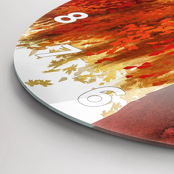 Wanduhr glas rund Braut im Herbst