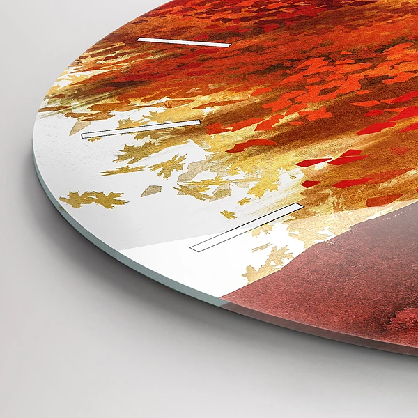 Wanduhr glas rund Braut im Herbst