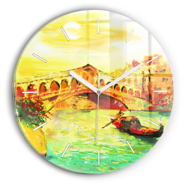 Wanduhr rund mit motiv Rialtobrücke in Venedig