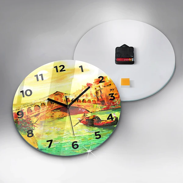 Wanduhr rund mit motiv Rialtobrücke in Venedig