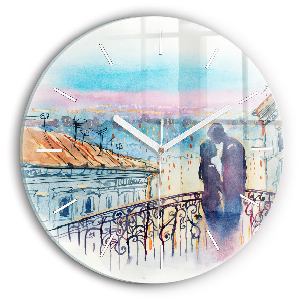 Wanduhr rund mit motiv Menschen auf Aquarell