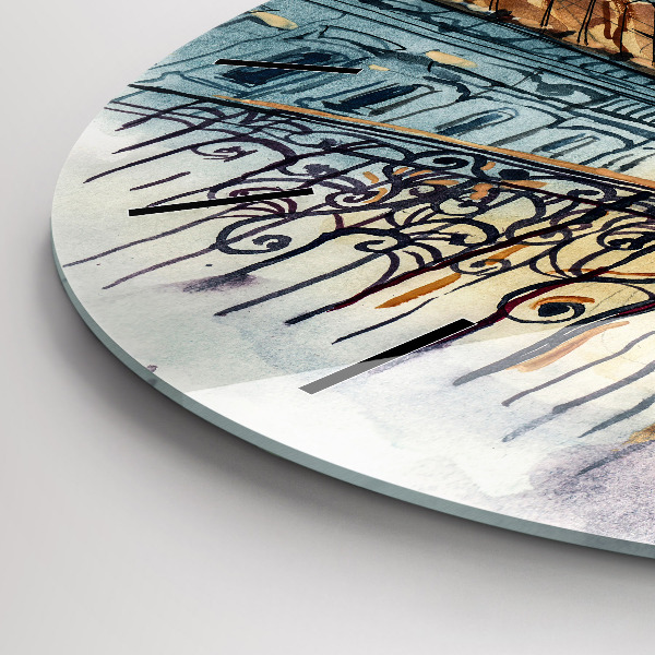 Wanduhr rund mit motiv Menschen auf Aquarell