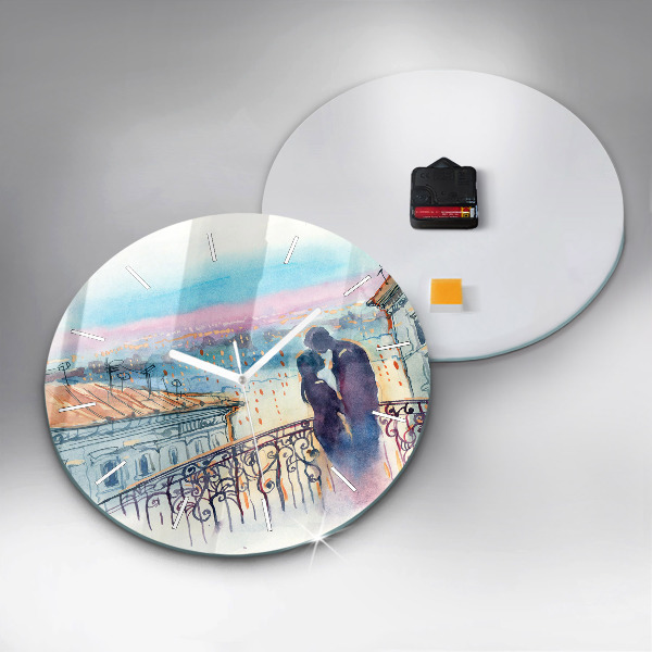 Wanduhr rund mit motiv Menschen auf Aquarell