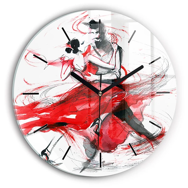 Wanduhr glas rund Tanzendes Paar