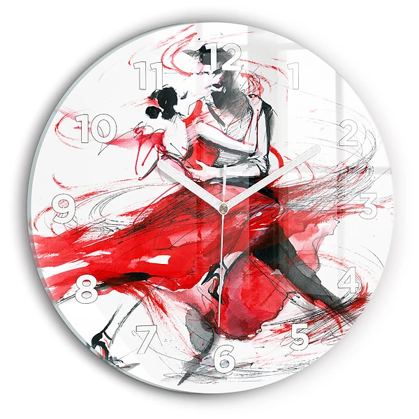 Wanduhr glas rund Tanzendes Paar
