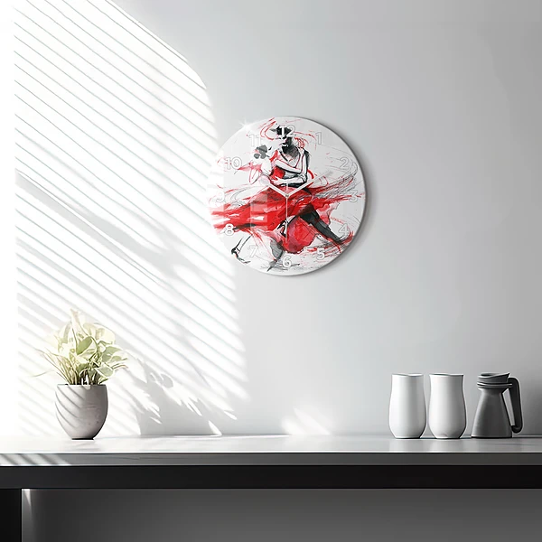 Wanduhr glas rund Tanzendes Paar