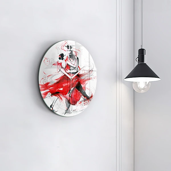 Wanduhr glas rund Tanzendes Paar