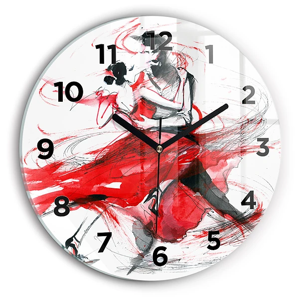 Wanduhr glas rund Tanzendes Paar