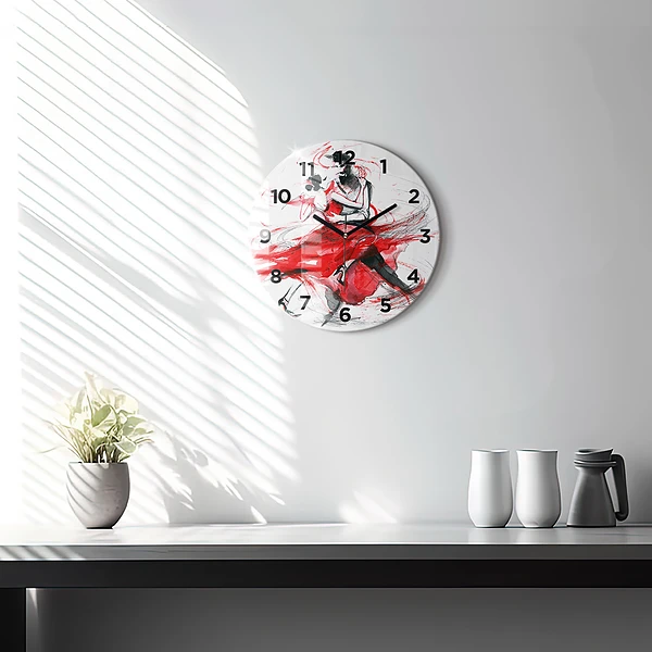 Wanduhr glas rund Tanzendes Paar