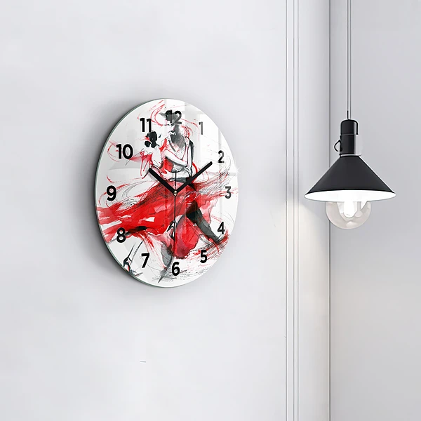 Wanduhr glas rund Tanzendes Paar