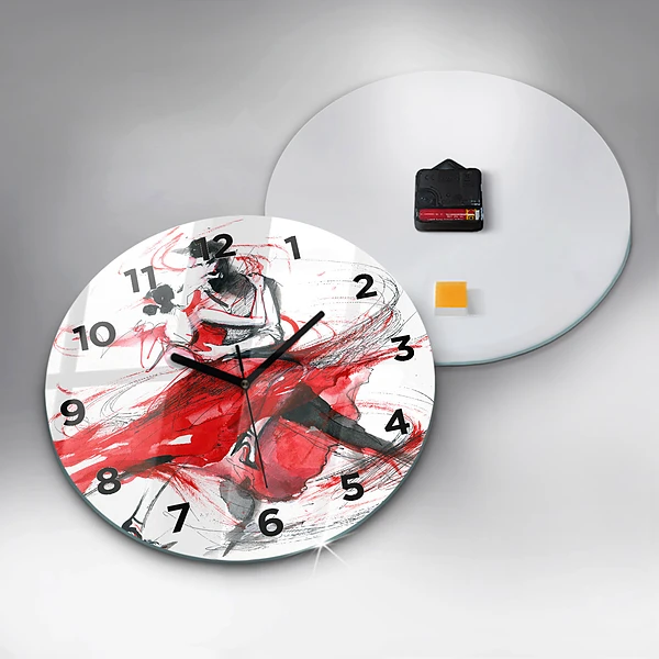 Wanduhr glas rund Tanzendes Paar