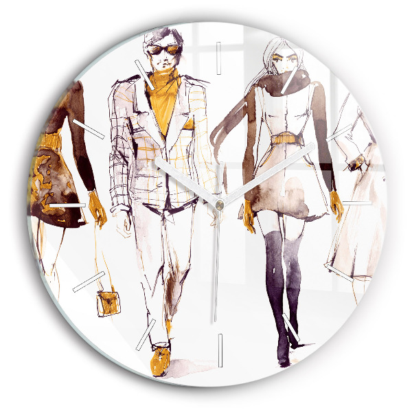 Wanduhr glas rund Frau und Mann