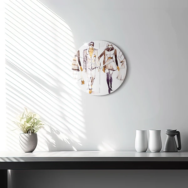 Wanduhr glas rund Frau und Mann