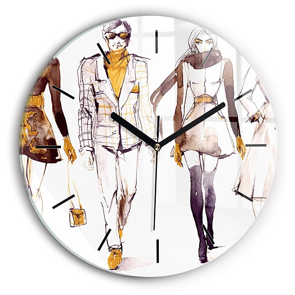 Wanduhr glas rund Frau und Mann