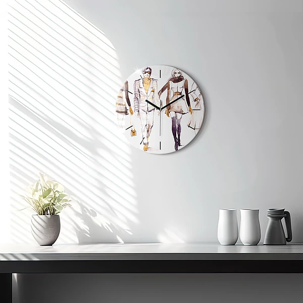 Wanduhr glas rund Frau und Mann