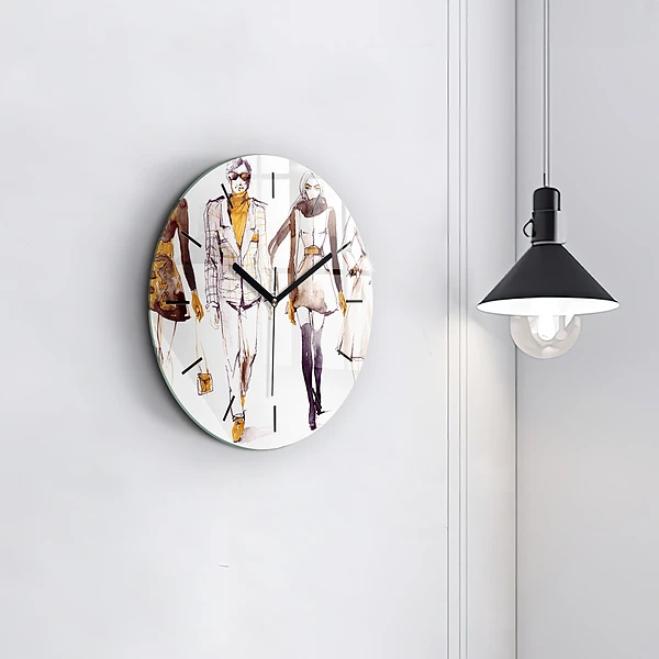 Wanduhr glas rund Frau und Mann