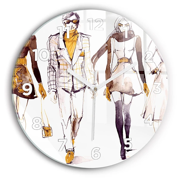 Wanduhr glas rund Frau und Mann