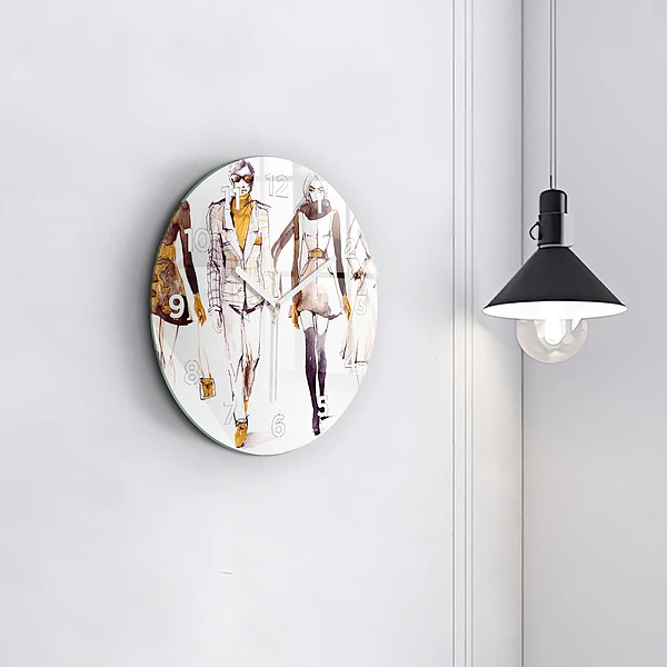 Wanduhr glas rund Frau und Mann