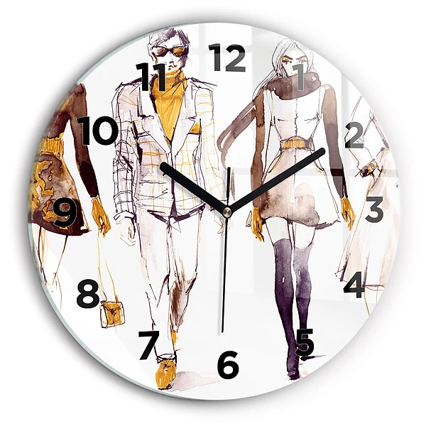 Wanduhr glas rund Frau und Mann