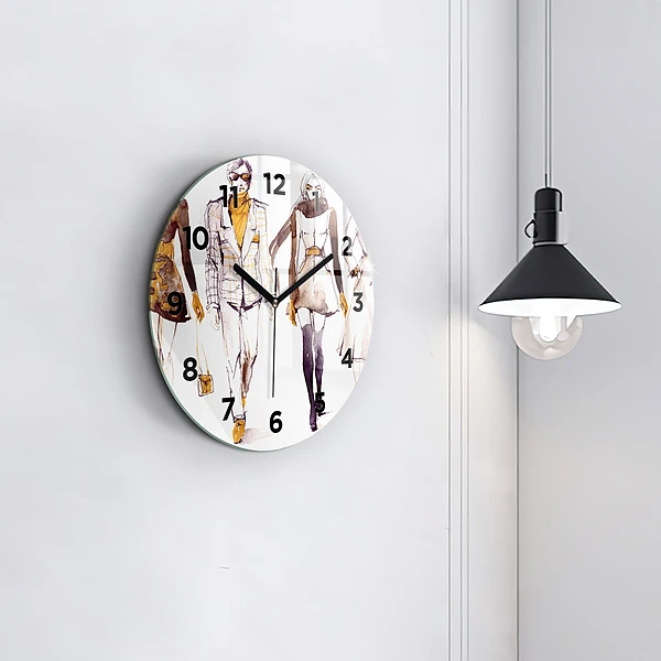 Wanduhr glas rund Frau und Mann