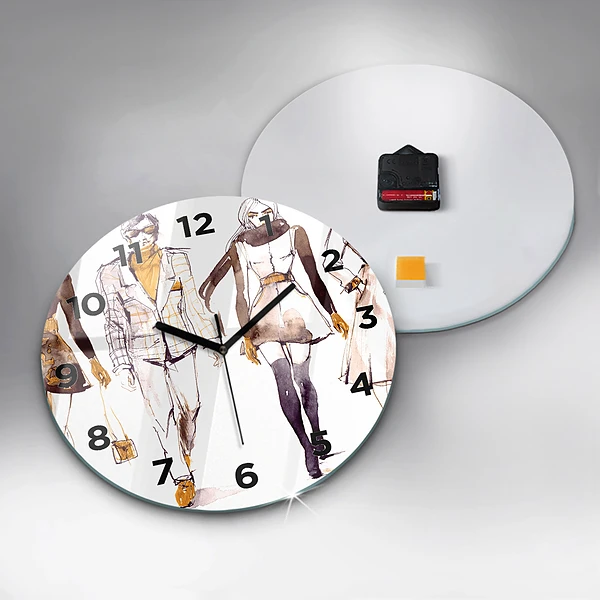 Wanduhr glas rund Frau und Mann