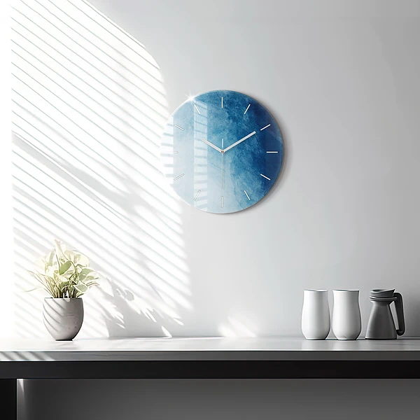 Wanduhr glas rund Wasser abstrakt