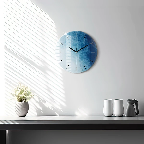 Wanduhr glas rund Wasser abstrakt