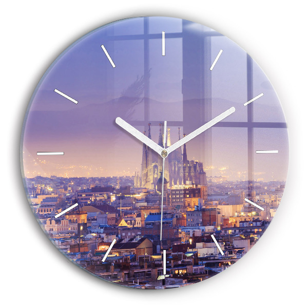 Wanduhr rund mit motiv Ansicht von Barcelona