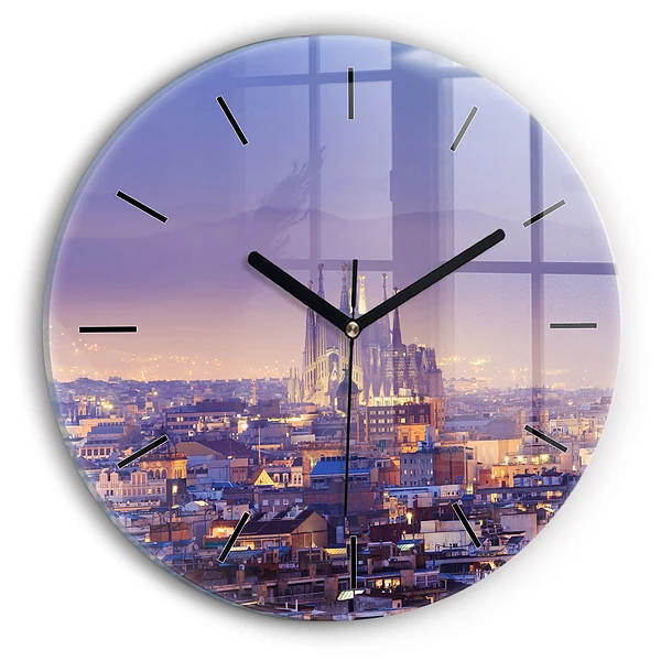 Wanduhr rund mit motiv Ansicht von Barcelona