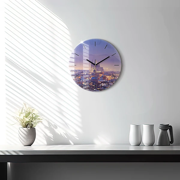 Wanduhr rund mit motiv Ansicht von Barcelona