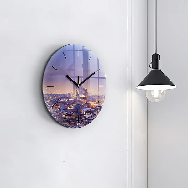 Wanduhr rund mit motiv Ansicht von Barcelona