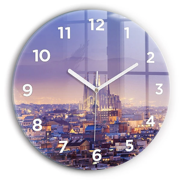 Wanduhr rund mit motiv Ansicht von Barcelona