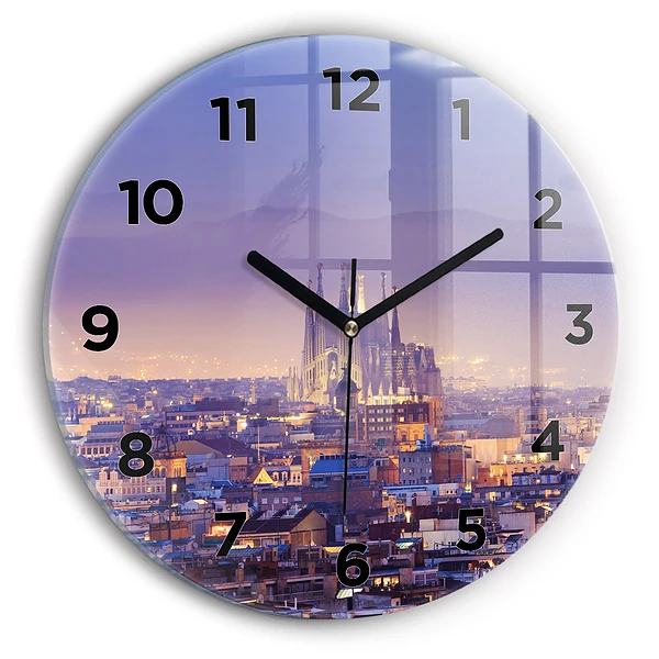 Wanduhr rund mit motiv Ansicht von Barcelona