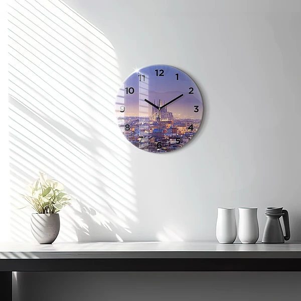 Wanduhr rund mit motiv Ansicht von Barcelona