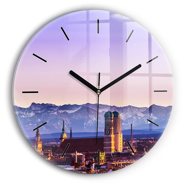 Wanduhr rund mit motiv Deutsche Alpen München
