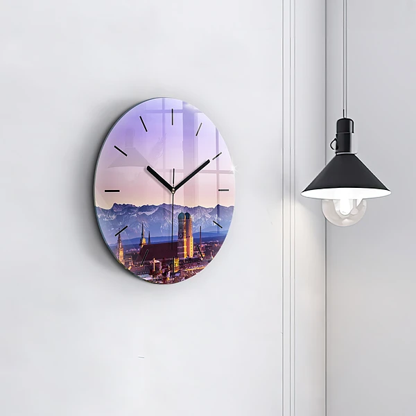 Wanduhr rund mit motiv Deutsche Alpen München