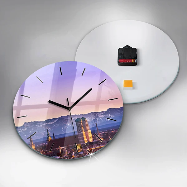 Wanduhr rund mit motiv Deutsche Alpen München
