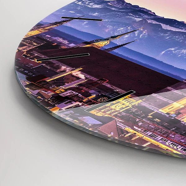 Wanduhr rund mit motiv Deutsche Alpen München