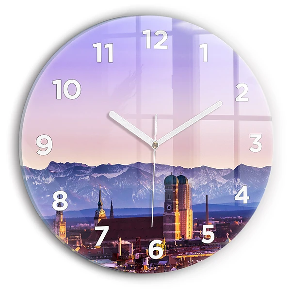 Wanduhr rund mit motiv Deutsche Alpen München