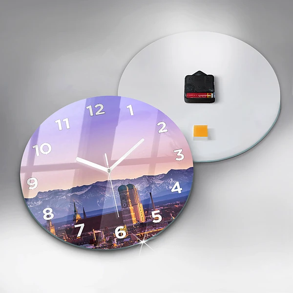 Wanduhr rund mit motiv Deutsche Alpen München