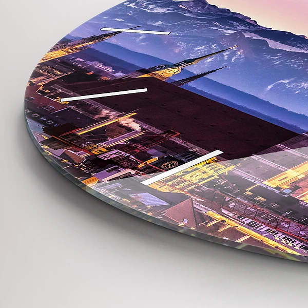 Wanduhr rund mit motiv Deutsche Alpen München
