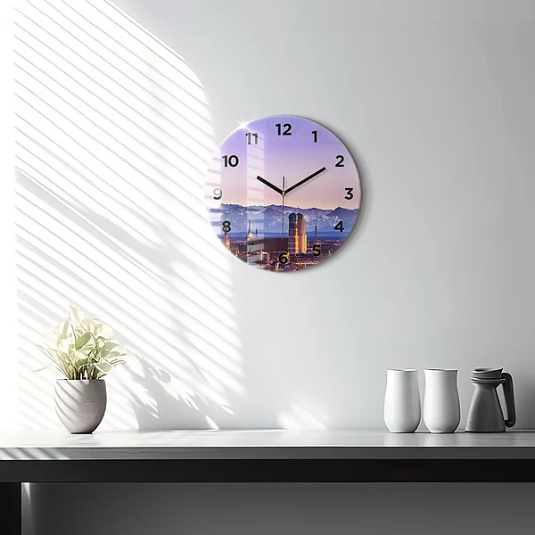 Wanduhr rund mit motiv Deutsche Alpen München