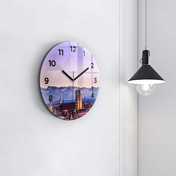 Wanduhr rund mit motiv Deutsche Alpen München